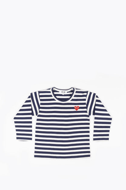 COMME DES GARCONS PLAY KIDS LS STRIPED TSHIRT NAVY
