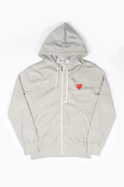 COMME DES GARCONS PLAY HOODIE JACKET LIGHT HEATHER GREY