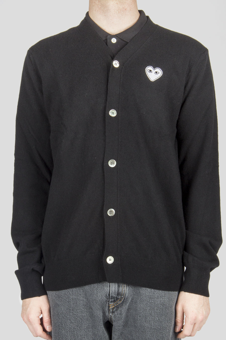 COMME DES GARCONS PLAY CARDIGAN BLACK WHITE HEART – BLENDS