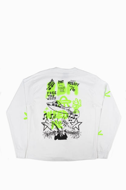 REAL BAD MAN FREE THE WEED L/S TEE WHITE