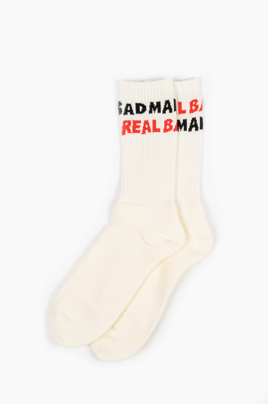 REAL BAD MAN SPELLOUT SOCKS RED BLACK