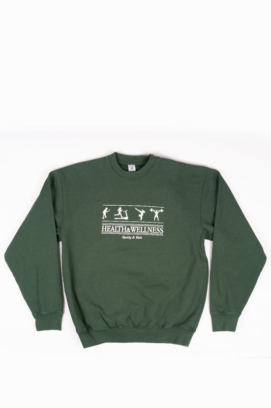 SPORTY AND RICH HEALTH & WELLNESS CREWNECK FOREST GREEN