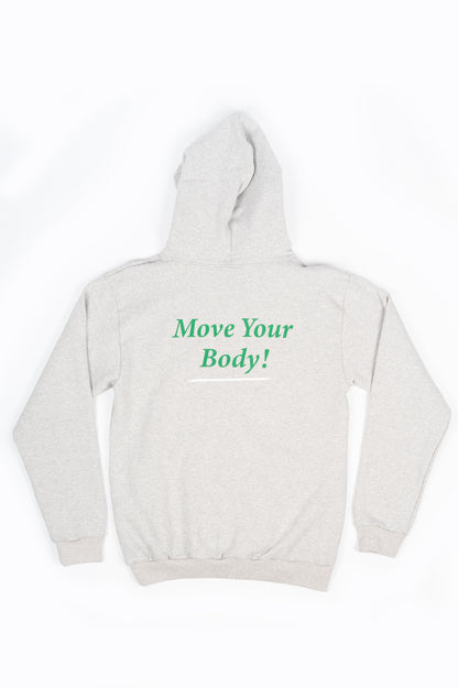 SPORTY AND RICH MOVE YOUR BODY HOODIE HEATHER GRAY