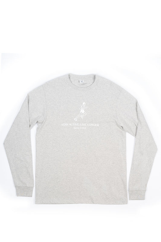 SPORTY AND RICH LIVE LONGER LONG SLEEVE HEATHER GRAY