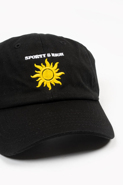 SPORTY AND RICH SUN CLUB HAT BLACK