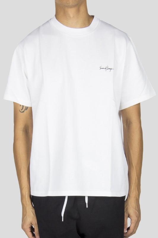 SECOND LAYER STRUCTURED JERSEY CROPPED T-SHIRT WHITE - BLENDS