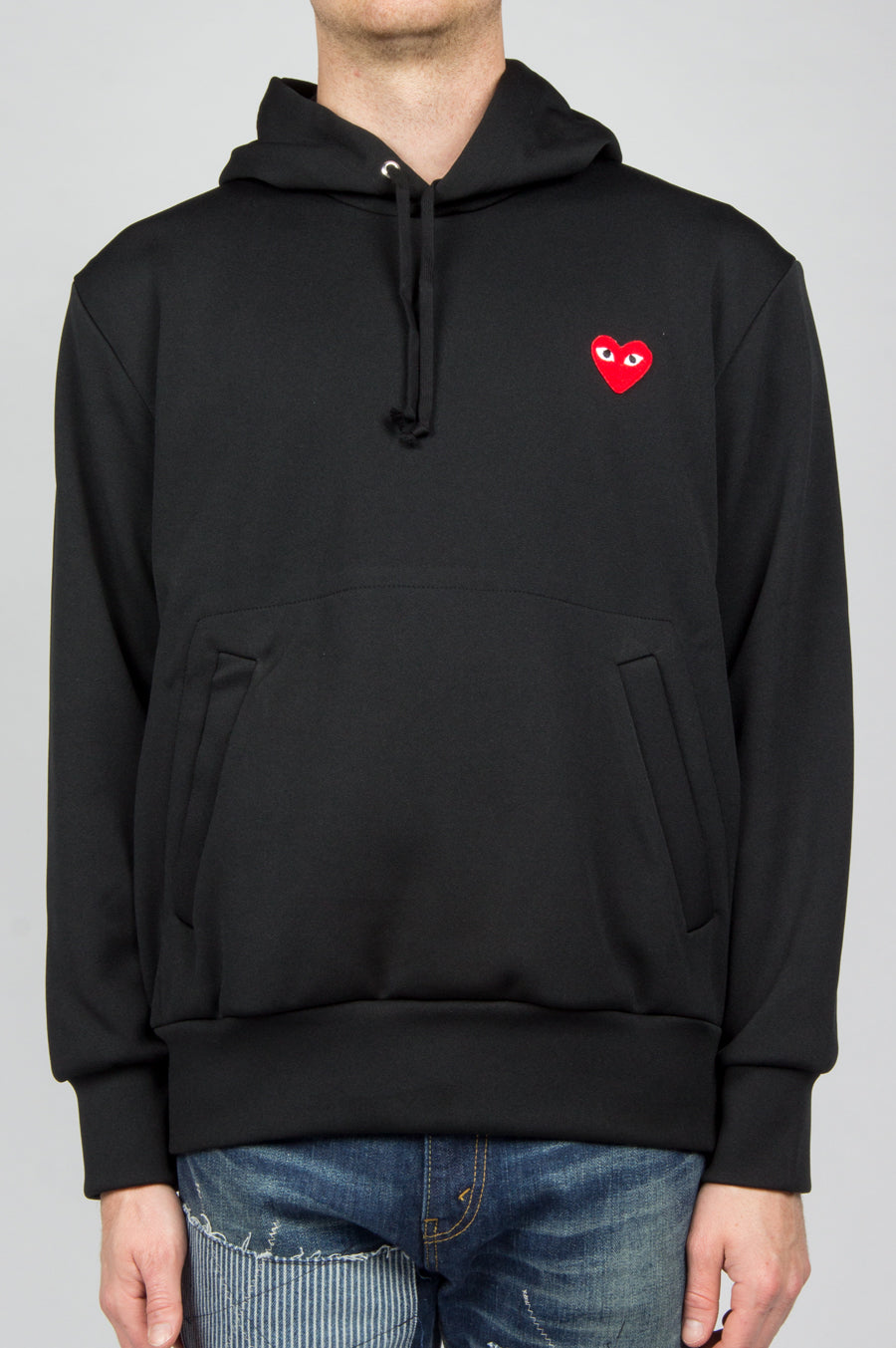 COMME DES GARCONS PLAY RED HEART PULLOVER HOODY BLACK - BLENDS