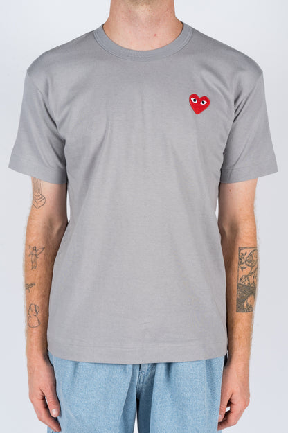 COMME DES GARCONS PLAY SS TSHIRT RED HEART GREY - BLENDS
