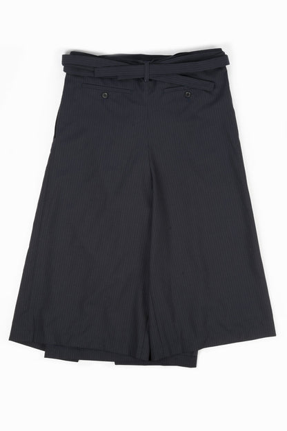 JUNYA WATANABE MAN WOOL STRIPE WRAP SHORTS NAVY GREY – BLENDS 