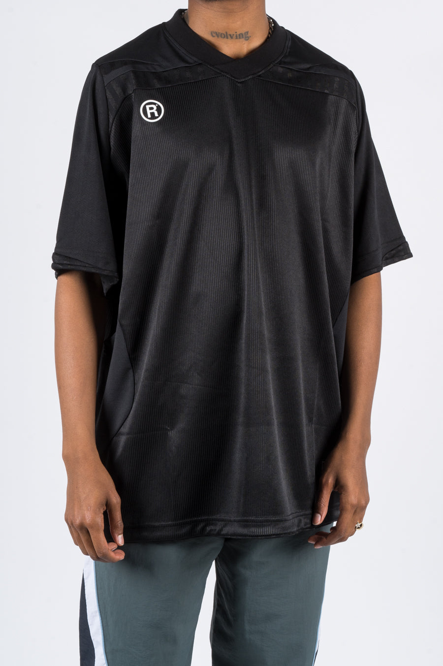 MARTINE ROSE CANDELLA TWO WAY FOOTBALL TOP BLACK - BLENDS