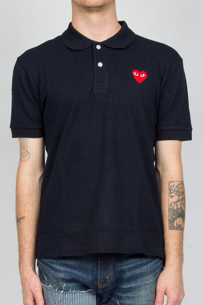 COMME DES GARCONS PLAY POLO TSHIRT NAVY RED HEART - BLENDS