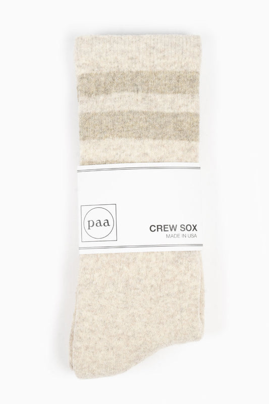 HOUSE OF PAA RECYCLED WOOL STRIPED CREW SOX HEATHER BEIGE