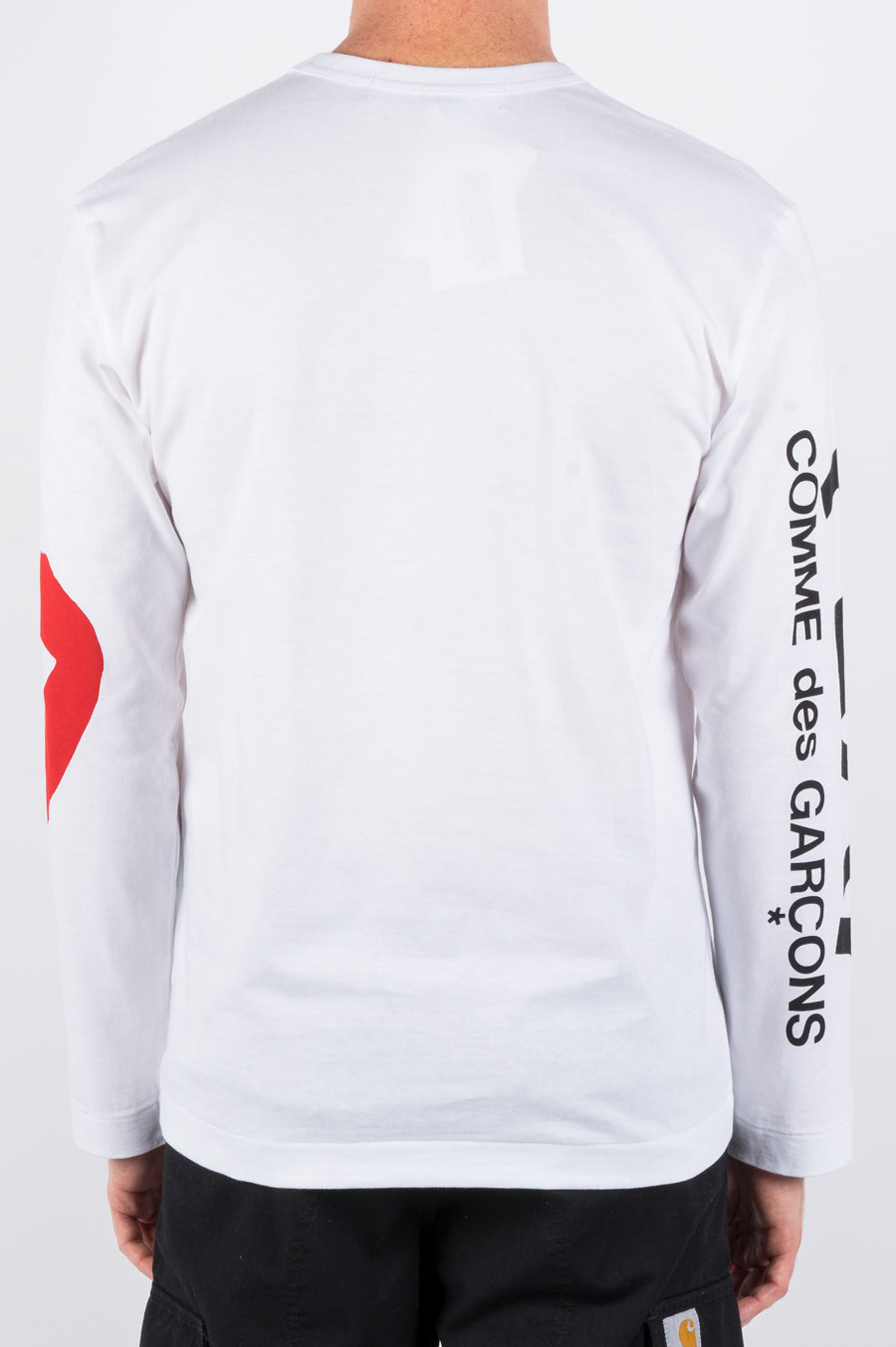 COMME DES GARCONS PLAY LS OVERSIZED HEART PRINTED SLEEVE WHITE – BLENDS