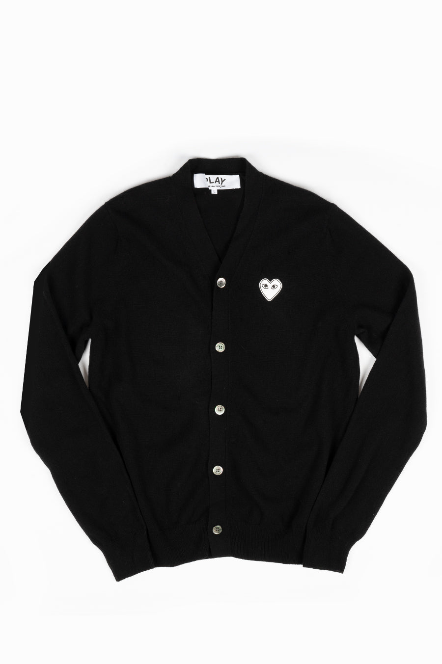 COMME DES GARCONS PLAY CARDIGAN BLACK WHITE HEART – BLENDS