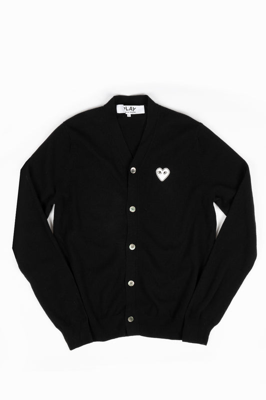 COMME DES GARCONS PLAY CARDIGAN BLACK WHITE HEART