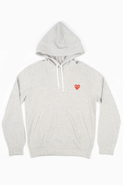 COMME DES GARCONS PLAY RED HEART PULLOVER HOODY HEATHER GREY