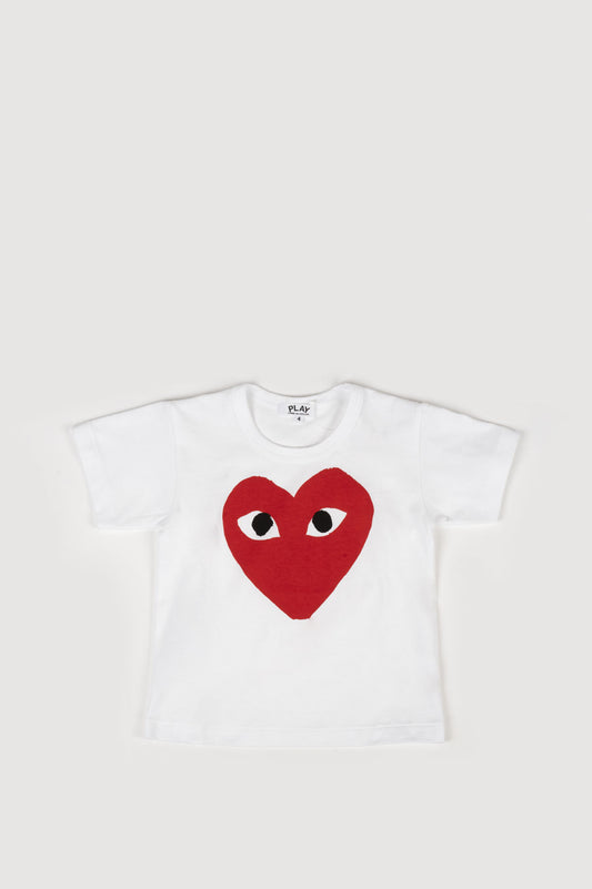 COMME DES GARCONS PLAY KIDS RED HEART TEE WHITE