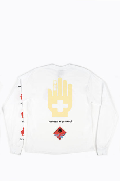 REAL BAD MAN FLAMMABLE GAS L/S TEE WHITE