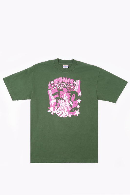STRAY RATS X SONIC THE HEDGEHOG PARTY TEE GREEN