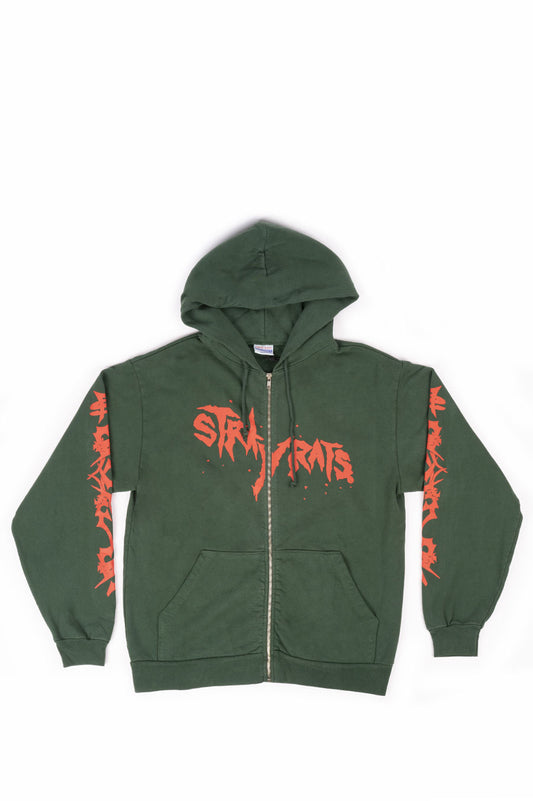 STRAY RATS TRIBAL ZIP HOODIE FOREST GREEN