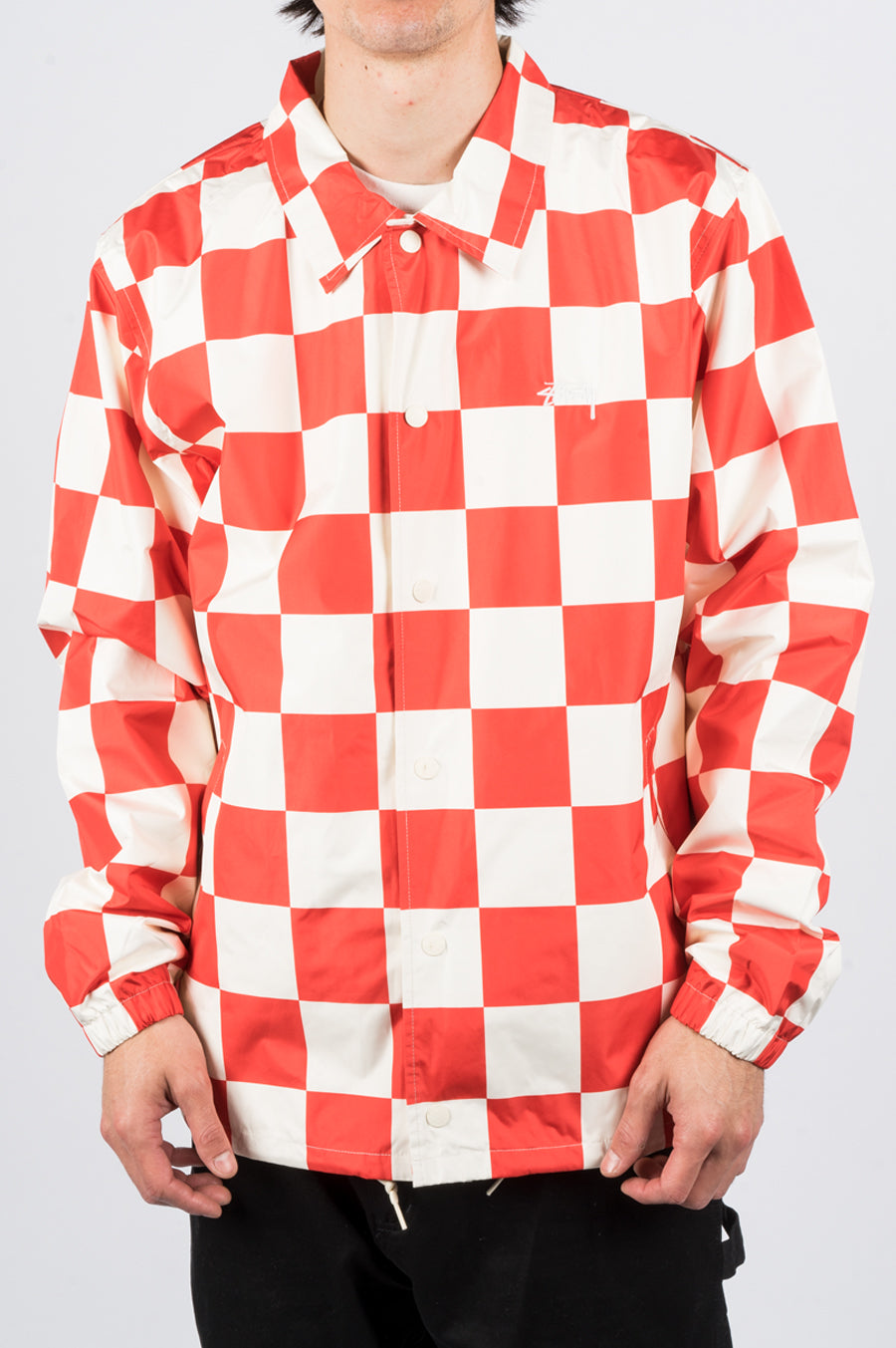 STUSSY COACH JACKET CHECKERBOARD RED - BLENDS