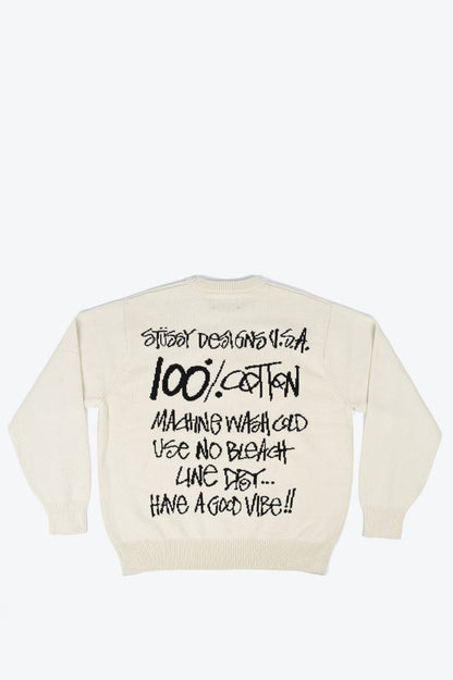 STUSSY CARE LABEL SWEATER NATURAL