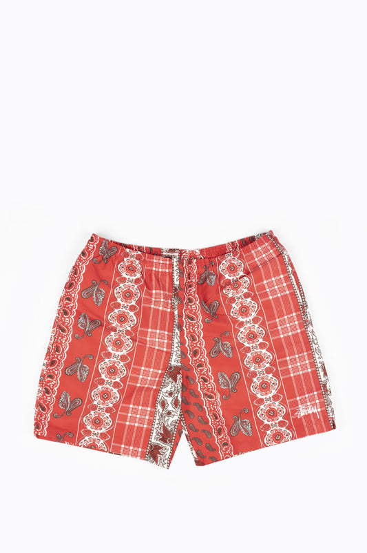 STUSSY PAISLEY PLAID WATER SHORT RED