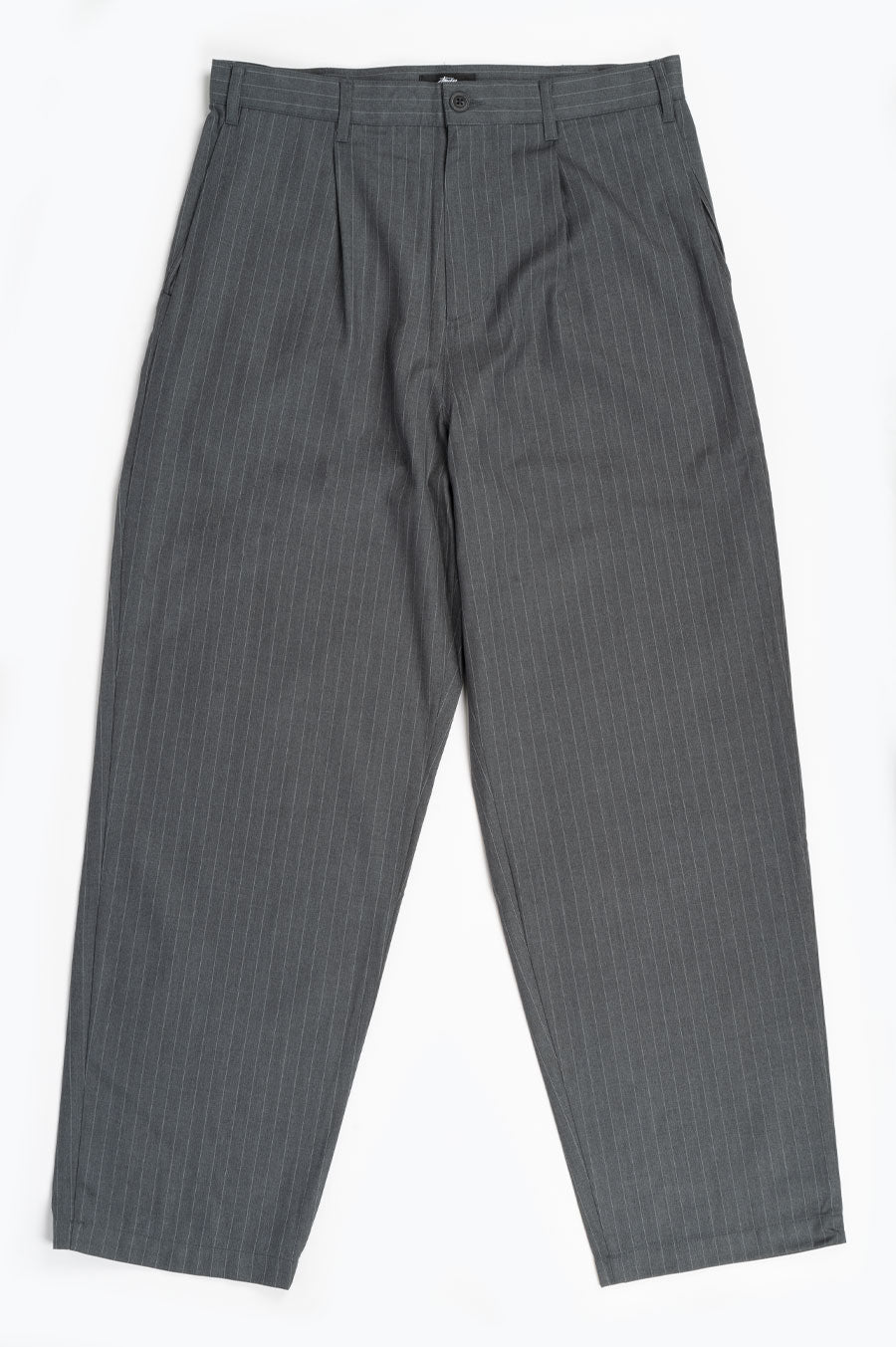 STUSSY STRIPED VOLUME PLEATED TROUSER GREY