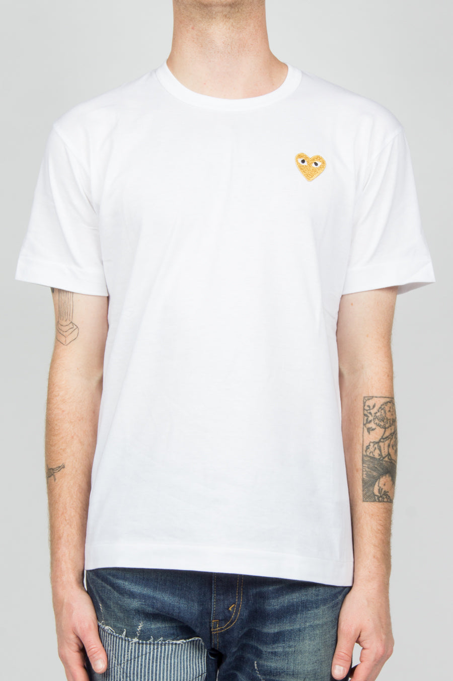 COMME DES GARCONS PLAY GOLD HEART TSHIRT WHITE - BLENDS